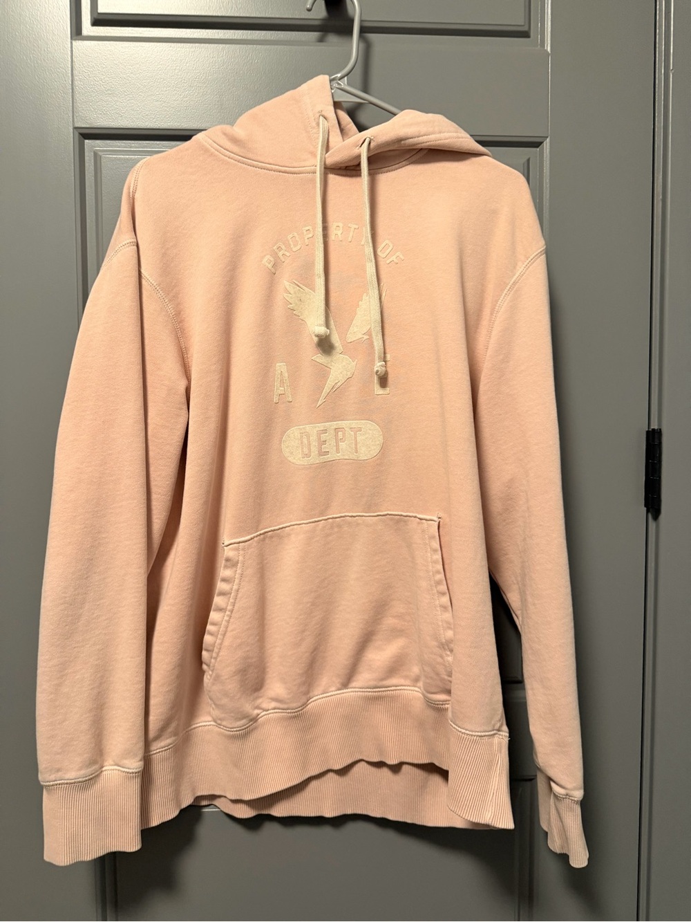American Eagle Super Soft Graphic Hoodie Pink "Property of AE Dept" LARGE